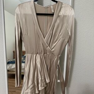 bec + bridge Shimmering Gold Champagne Long Sleeve Dress (perfect for new years)